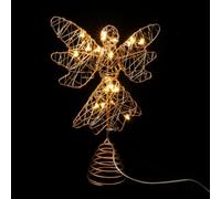 NIYANGLE Ornement de Festival Étoile en Fer Forgé Doré pour Sapin de Noël, Lampe LED Brillante, Facile à Installer, Décoration Élégante et Unique pour Arbre de Noël