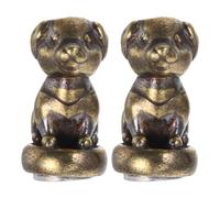 NIYANGLE Ornement de Porte Décoratif en Cuivre Vintage Têtes de Charnières Chien, 2 Pièces, Solide et Artisanal pour Décoration Intérieure et Meubles