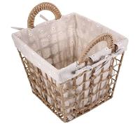 NIYANGLE Panier de Rangement Tissé avec Anse et Doublure, Petit Carré | Corde de Chanvre, Nettoyage Facile, Organisation de Bureau, Chambre Étudiante et Salon, pour Petits Objets
