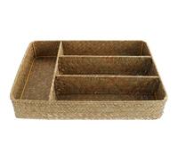 NIYANGLE Panier de Rangement Tissé Main en Herbe Marine Séchée, Style Rétro Pastoral Quatre Compartiments, Dimensions 37x27x5 Cm, pour Stocker Offrir en Présent de Pendaison de Crémaillère
