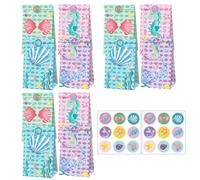 NIYANGLE Paquet à Friandises en Papier pour Fête Sirène, Faciles à Plier et Déplier, Autocollants de Scellement, Lot de 12 Set de Set de Paquet pour Diverses Occasions