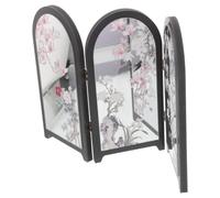 NIYANGLE Paravent Chinois Traditionnel Miroir de Table Décoratif Feng Shui Pliable à 3 Panneaux en PVC Mousse et Acrylique Portable et Gain de Place pour Bureau et Espace de Travail
