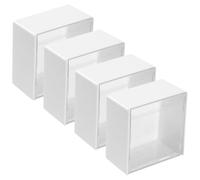 NIYANGLE Petits conteneurs muraux pour Articles cosmétiques 4 pièces 8,5 x 8,5 x 4,5 cm en PS avec Couvercle Anti-poussière, adaptés pour Cotons-tiges et œufs de beauté en Salle de Bain