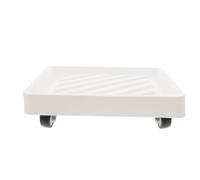 NIYANGLE Plateau à roulettes pour Plantes Carré Blanc en PP, Base Mobile | Intérieur Maison, Roues Universelles Cachées, Plateau Épaissi, Texture Concave-convexe, pour Pots
