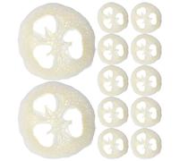 NIYANGLE Porte-savonnette Rond en Loofah Naturel Beige pour Salle de Bain, Léger et Exfoliant, Lot de 12 Pièces pour Lavabo