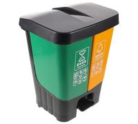 NIYANGLE Poubelle Cuisine Double Compartiment 16l en Plastique avec Pédale, Séparateur Déchets Secs et Humides, pour Environnements Commerciaux Occupés