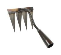 NIYANGLE Râteau de Jardin à Main Râteau de Jardin en Acier Argenté 4 Dents pour Désherber Ameublir et Retourner la Terre Outil Agricole