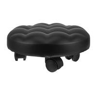 NIYANGLE Repose-Pieds Antidérapant Tabouret Roulant Bas Coussin en Cuir, 13cm, Noir, 4 roulettes Silencieuses, Léger, pour Salon et Bureau