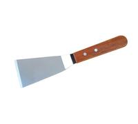 NIYANGLE Spatule en Acier Inoxydable Manche en Bois pour Barbecue et Teppanyaki, Pelle Plate pour Retourner Omelettes et Burgers, Ustensile Cuisine Argenté