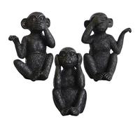 NIYANGLE Statues de Singes en Résine Noire, Lot de 3 Pièces Bords Lisses, Décoration de Table Unique et Sûre pour Bureau ou Salon