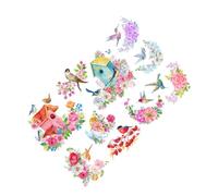 NIYANGLE Stickers Muraux Floraux Élégants en Pvc Oiseaux et Fleurs, Faciles à Décoller et Repositionner, Décoration Murale pour Salon et Chambre