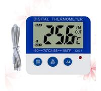 NIYANGLE Thermomètre Numérique Alarme Température Haute et Basse C601 Intérieur et Extérieur Affichage ℃/℉, Mini Format Bleu et Blanc Indicateur LED pour Réfrigérateur et Congélateur