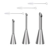 NIYATA Douille de Pâtisserie Petit Choux, 3 Pièces Choux à Garnir Bec de Crème et 3 Brosses de Nettoyage,Douilles Inox et Accessoires Pâtisserie,Ustensiles DIY Décoration Gâteaux
