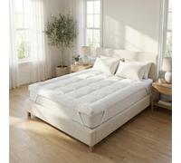 NIYS Surmatelas de 10 cm d'épaisseur, matelassé en microfibre hypoallergénique et sangles d'angle sécurisées, (surmatelas uniquement, sans drap-housse, super king size 180 x 200 + 10 cm)