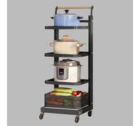 Nizer Support extensible pour casseroles de cuisine - Étagère noire à 3 niveaux pour couvercles de poêles et plaques de cuisson - Solution de rangement pour armoire de cuisine et micro-ondes avec 4