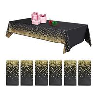 Nizirioo 6 pièces Nappe jetable, Nappe imperméable, Nappe en papier rouleau, Nappe à pois pour fête, Nappe rectangulaire adaptée pour la décoration d'anniversaire, mariage, 137x274cm (Noir)