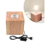 Nizirioo Lampe de Table Cube en Bois, Lampe de Chevet E27 Parfaite pour Chambre/Salon/Bureau (sans Ampoule)