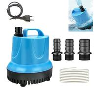 Nizirioo Petite pompe submersible ultra silencieuse : 20 W 1500 L/H Pompe d'aquarium avec 3 buses et tuyau de 1,5 m, pompe à eau pour fontaine, jardin, fontaine, étang (bleu)