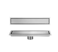 NJDQFA Rectangle Bonde Douche,Siphon De Sol avec Filtre À Cheveux,Réglable Le 2En1 Carreler Caniveau,Drainage Intermédiaire,Brushed,10 * 50cm