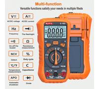 NJTY S18D Multimètre numérique, 6000 points, à plage automatique, vrai, outil électricien numérique, mesure de température, testeur de tension, mesure de courant et de résistance, test de diode et de 