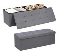 NK Pouf Banc Rangement Pliable 110x38x38cm - Coffre a Couvercle 300kg | Malle ottomane a separateur amovible et assise rembourree. MDF E0 et tissu teste pour entree, chambre ou salon.