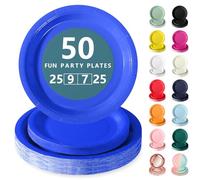 Nkaiso Vaisselle Jetable,50 Pcs Königsblau Assiette Carton | 25 Assiettes Plateaux 23cm & 25 Assiettes Dessert 18cm - Pour Mariage, Anniversaire & Événements