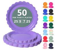 Nkaiso Vaisselle Jetable Festonnées, 50 Pcs Lilas clair Assiette Carton | 25 Assiettes Plateaux 23cm & 25 Assiettes Dessert 18cm - Pour Mariage, Anniversaire & Événements