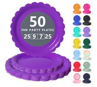 Nkaiso Vaisselle Jetable Festonnées, 50 Pcs Violet foncé Assiette Carton | 25 Assiettes Plateaux 23cm & 25 Assiettes Dessert 18cm - Pour Mariage, Anniversaire & Événements