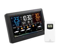 NKBSDKM Station Météo Intelligente Tuya WiFi, Compteur de Température et D'Humidité, Prévisions Météorologiques, Réveil, Météo Intérieure et Extérieure, Prise UE