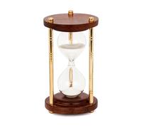 NKlaus 14989 Sablier nautique 15 min 3 colonnes en laiton/bois 15 x 8 cm Verre à heures Décoration maritime
