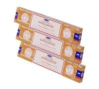 NKlaus 3X Bâtonnets d'encens Satya Nag Champa Sandalwood 45g - Encens roulé à la main en provenance d'Inde avec un chaud parfum de santal - Pour la méditation et l'équilibre