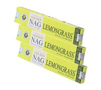 NKlaus 3X Golden Nag Lemongrass Bâtonnets d'Encens 45g - Encens Enroulé à la Main avec Parfum Frais et Citronné 3X pour Rafraîchir, Purifier et Équilibrer