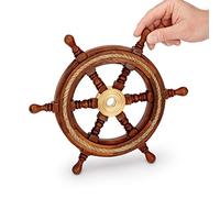 NKlaus Roue de gouvernail maritime 30cm bois avec moyeu laiton qualité standard Roue de bateau Deko 11741