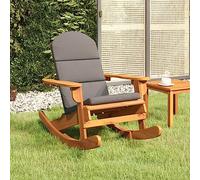 NKOPPFG Adirondack Chaise à bascule en bois massif d'acacia avec coussin | Dossier haut, accoudoirs larges, mouvement de balançoire doux, pour terrasse et balcon