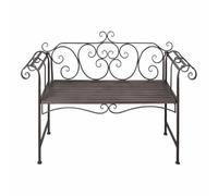 NKOPPFG Banc de jardin en acier marron vieilli 132 cm | Résistant aux intempéries, design élégant, max. 110 kg par siège, idéal pour la lecture