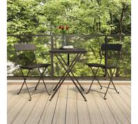 NKOPPFG Lot de 2 chaises de bistrot pliantes noires en rotin synthétique et | Résistant aux intempéries, facile d'entretien, cadre en acier revêtu par pulvérisation, max. 110 kg par siège, pour jardin