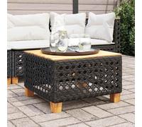 NKOPPFG Table de jardin noire 55 x 55 x 36 cm en rotin synthétique et bois d'acacia, facile d'entretien, cadre en acier revêtu par pulvérisation, design modulaire pour salon de jardin, charge maximale