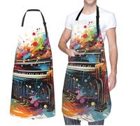 NKQSOAUH Tablier de cuisine coloré ondulé avec 2 poches, tablier de chef imperméable pour homme et femme, Musique couleur, taille unique