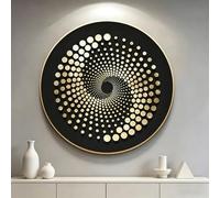 NKSTRWR Décoration murale en forme de cercle géométrique, accent doré, suspension murale moderne abstraite, grande plume, décoration de couloir de salon (finition miroir D, doré_80 cm)
