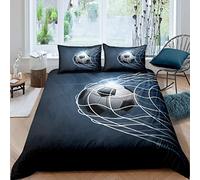 nlhzn Housse de Couette 200x200 But de Foot, Parure de Lit 2 Personnes Imprimée en Microfibre avec Fermeture éclair et 2 Taies d'oreiller 65x65 cm