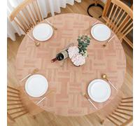 NLMUVW Nappe ronde en vinyle avec bord super élastique, 100 % imperméable, résistante à l'huile, facile à nettoyer, pour intérieur et extérieur, bois carré, 94 à 137,2 cm