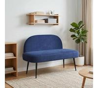 NLQMSU Banc Rembourré avec Dossier Bleu Police 110 x 60 x 76 cm | Velours résistant aux taches, mousse légère, pieds en métal, cadre en contreplaqué, 110 kg par siège, salon et coin lecture