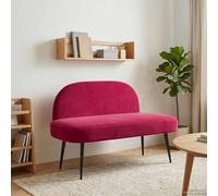 NLQMSU Banc Rembourré avec Dossier Bordeaux 110 x 60 x 76 cm Velours | Velours résistant aux taches, mousse légère, pieds métal effilés, cadre contreplaqué, 110 kg par siège, salon, coin lecture,