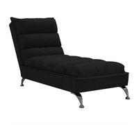 NLQMSU Chaise Longue Noire en Tissu avec Coussins | Lattes de contreplaqué, pieds en acier chromé, instructions de montage, 110 kg par siège
