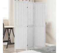 NLQMSU Cloison de Séparation 3 Panneaux Blanc en Bois de Paulownia Massif | Paravent pliable, usage intérieur, charnières métalliques, lattes bambou naturel, blocage lumière solaire, design élégant