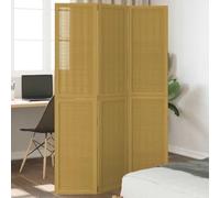 NLQMSU Cloison de Séparation 3 Panneaux Marron en Bois de Paulownia Massif | Paravent pliable, lattes bambou naturel, charnières métalliques, usage intérieur, chambre salon bureau