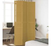 NLQMSU Cloison de Séparation 3 Panneaux Marron en Bois de Paulownia Massif | Paravent pliable, lattes bambou naturel, charnières métalliques, usage intérieur, design élégant, chambre salon bureau
