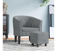 NLQMSU Fauteuil Cabriolet Velours Gris Fonce avec Repose-Pied Moderne | Velours doux, cadre bois pin, repose-pied polyvalent, assise rembourree, charge 110 kg, usage salon chambre bureau