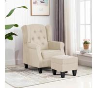 NLQMSU Fauteuil Crème Tissu avec Repose-Pied Moderne Et Confortable | Cadre bois stable, mousse douce, dossier haut, dessus amovible, coton PP