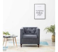 NLQMSU Fauteuil Gris Tissu avec Cadre en Bois pour Salon Bureau Chambre | Assise rembourrée mousse, confort optimal, support 110 kg, design élégant, montage requis, usage intérieur